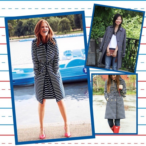 Boden Jackets & Blazers - BODEN Striped Double Breasted Trench Coat Sz 6R